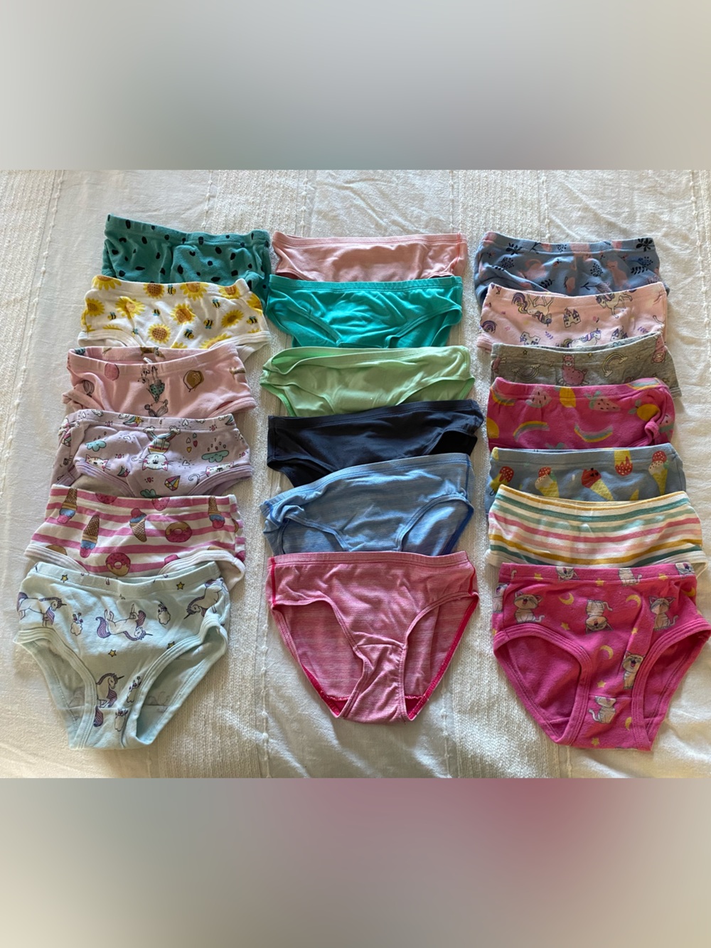Lot of 19 pairs of Girls size 6 Colorful variety of Briefs